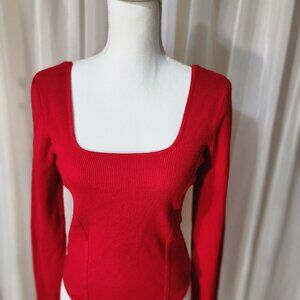 NWT- Ribbed Red Long-Sleeved Sweater
